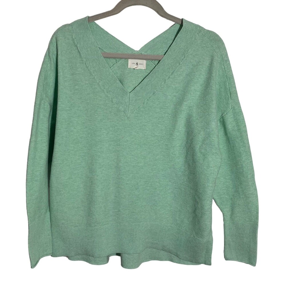 Lou & Grey Women's Size Medium Mint V Neck Knit Pullover Sweater